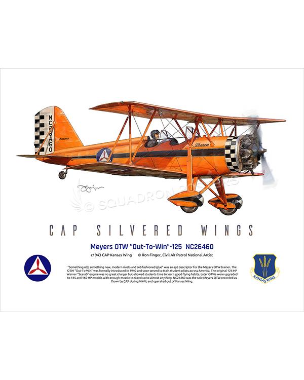 Meyers OTW Out-To-Win-125 NC26460 16x20 FINAL Ron Finger SPN02299MFEAT-jet-black-aircraft-lithograph