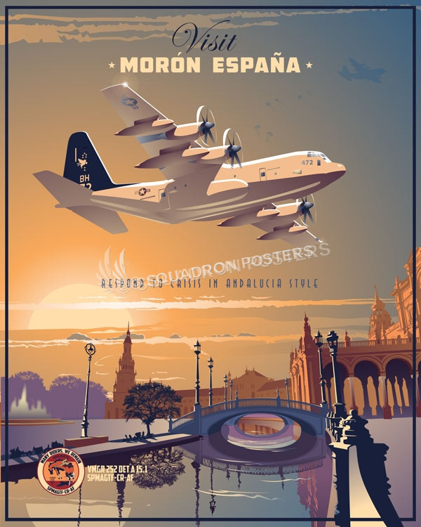 Morón Air Base - Spain, VMGR-252 Moron_AB_KC-130J_VMGR-252_SP00753-featured-aircraft-lithograph-vintage-airplane-poster-art