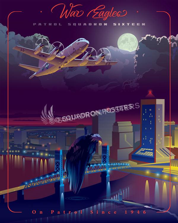 NAS-Jacksonville-P-3-VP-16-featured-aircraft-lithograph-vintage-airplane-poster-art