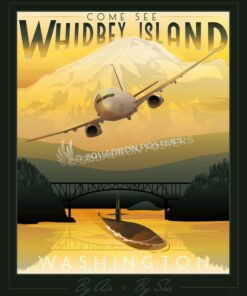 Come See Whidbey Island Art by - Squadron Posters! Military aviation travel poster art.