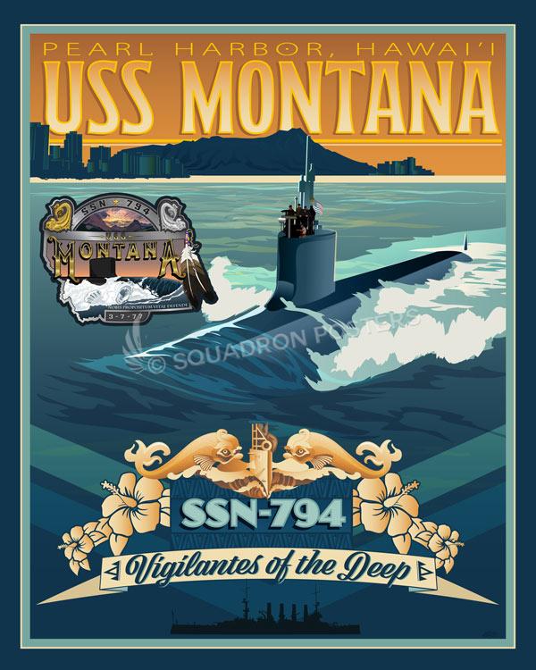 NSB Pearl Harbor VA Class Sub USS Montana SSN-794 Art