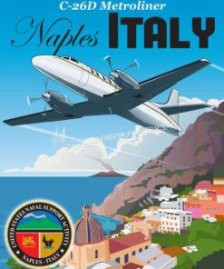 Naval Support Activity Naples Italy C-26D Naples_Italy_C-26D_Naval_Support_SP01344-featured-aircraft-lithograph-vintage-airplane-poster-art