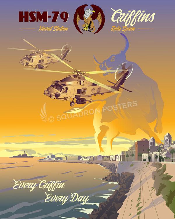 Naval Station Rota Spain HSM-79 Art by - Squadron Posters!
