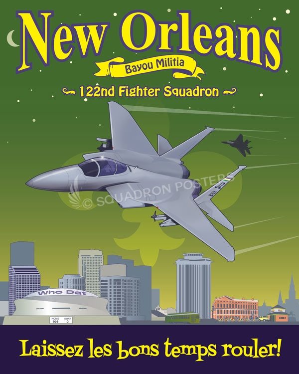 Louisiana ANG 122d Fighter Squadron F-15 New_Orleans_F-15_122_FS_SP01429-featured-aircraft-lithograph-vintage-airplane-poster-art