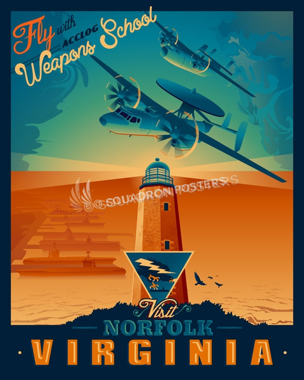 Norfolk E-2C C-2A Weapons School SP00683 feature-vintage-print