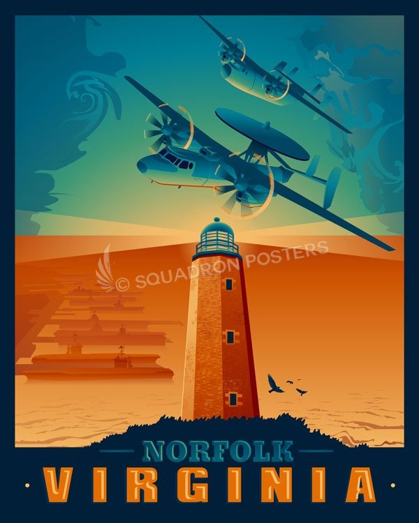 Norfolk Virginia E-2 Hawkeye C-2 Greyhound Norfolk_E-2C_GENERIC_SP01481-featured-aircraft-lithograph-vintage-airplane-poster-art