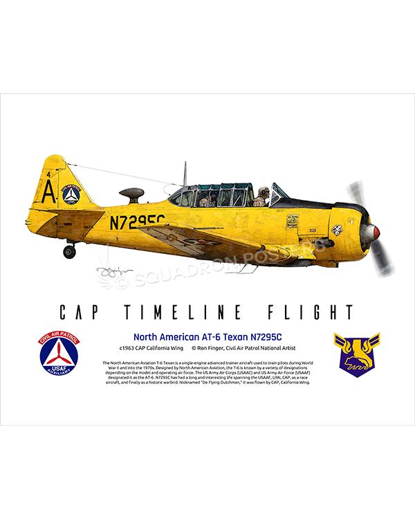 North American AT-6 Texan N7295C 16x20 FINAL Ron Finger SPN02325MFEAT-jet-black-aircraft-lithograph