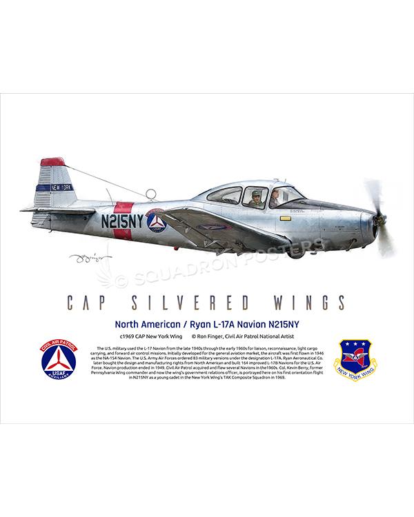 North American Ryan L-17A Navion 16 x 20 FINAL Ron Finger SPN02332MFEAT-jet-black-aircraft-lithograph