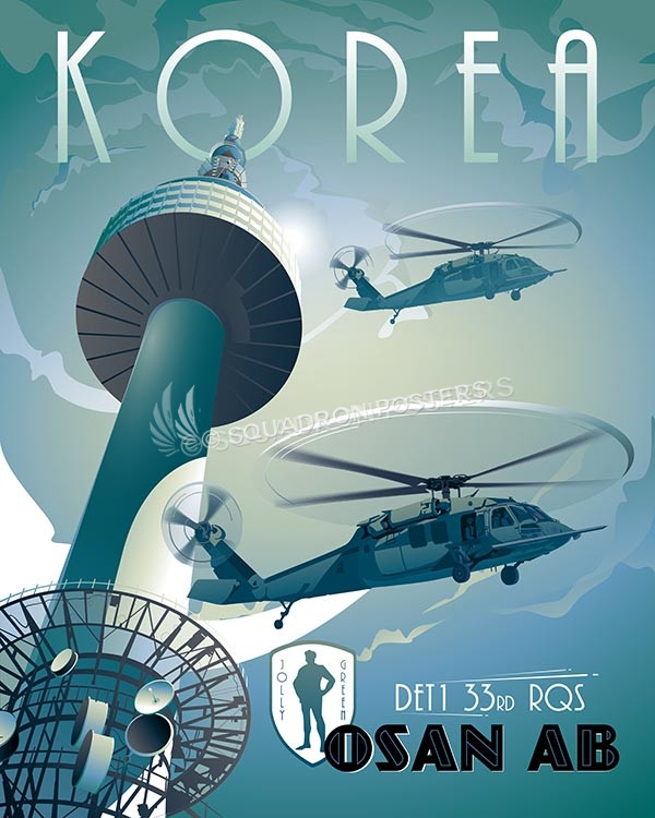 Osan AB, Korea 33rd RQS Osan 33rd RQS HH-60G SP00547-vintage-military-aviation-travel-poster-art-print-gift