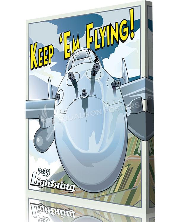 P-38 Lightning Keep Em Flying Art