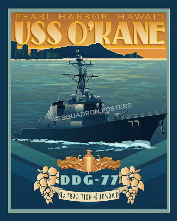Berretto The Corps USS O'Kane DDG 77 CSTT Blu, Taglia Unica, Cotone Regolabile