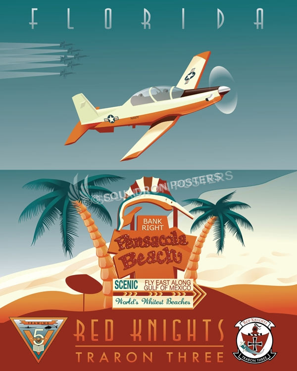 NAS Whiting Field - VT-3 pensacola_florida_t-6_vt-3_sp01204-featured-aircraft-lithograph-vintage-airplane-poster-art