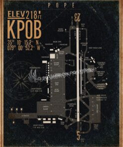 Pope Field KPOB Airfield Map Art