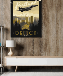 Portland Air National Guard Base, F-15C vintage style military aviation canvas travel poster art by Squadron Posters! SP00945