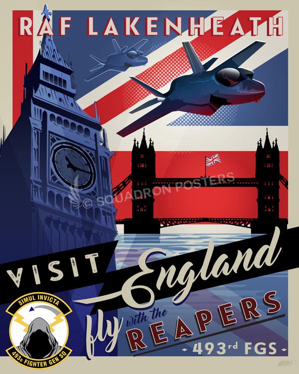 RAF-Lakenheath-F-35A-493rd-FGS-featured-aircraft-lithograph-vintage-airplane-poster
