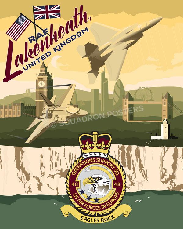 RAF-Lakenheath-UK-F-15-F-35-48th-OSS-featured-aircraft-lithograph-vintage-airplane-poster-art
