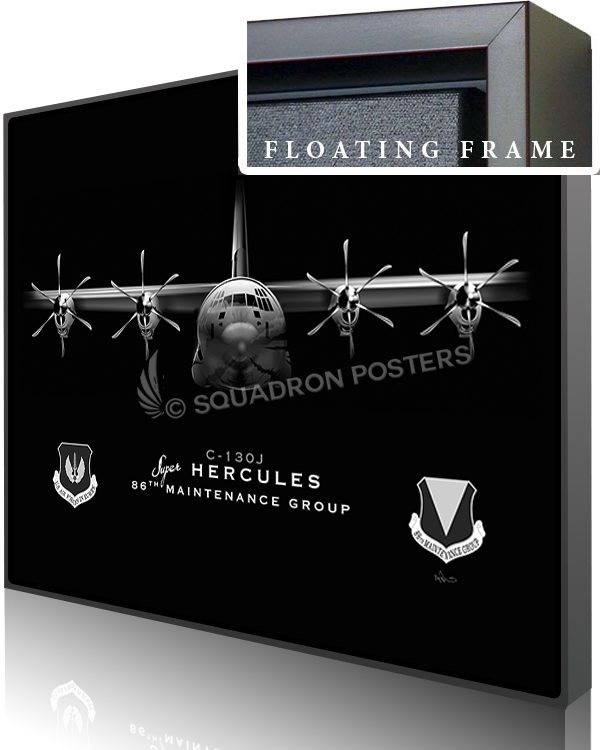 Ramstein 86 MXG C-130J JET BLACK SP01319-featured-canvas-framed-aircraft-lithograph