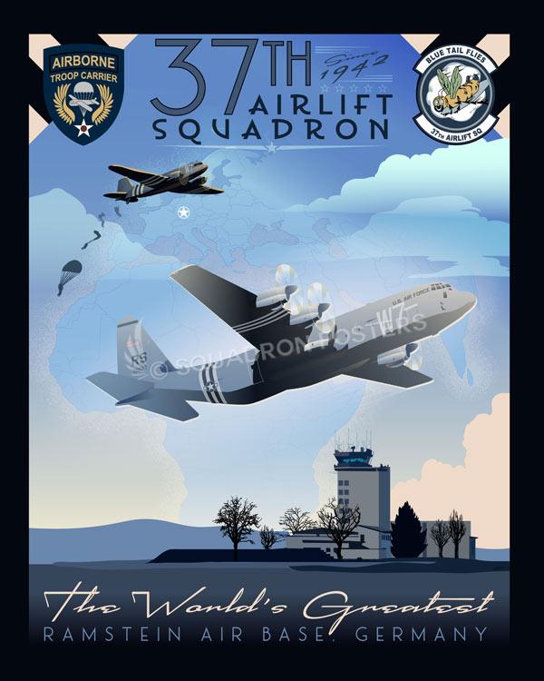 Ramstein AB 37th AS Art by - Squadron Posters!