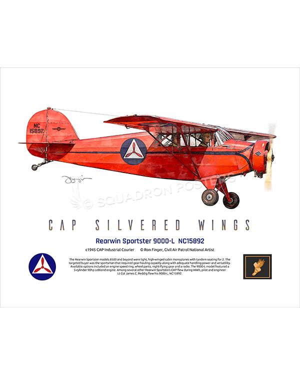 Rearwin Sportster 9000L NC15892 16x20 FINAL Ron Finger SPN02302MFEAT-jet-black-aircraft-lithograph