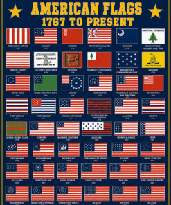 American Flags Through The Years Blue Art by Squadron Posters!