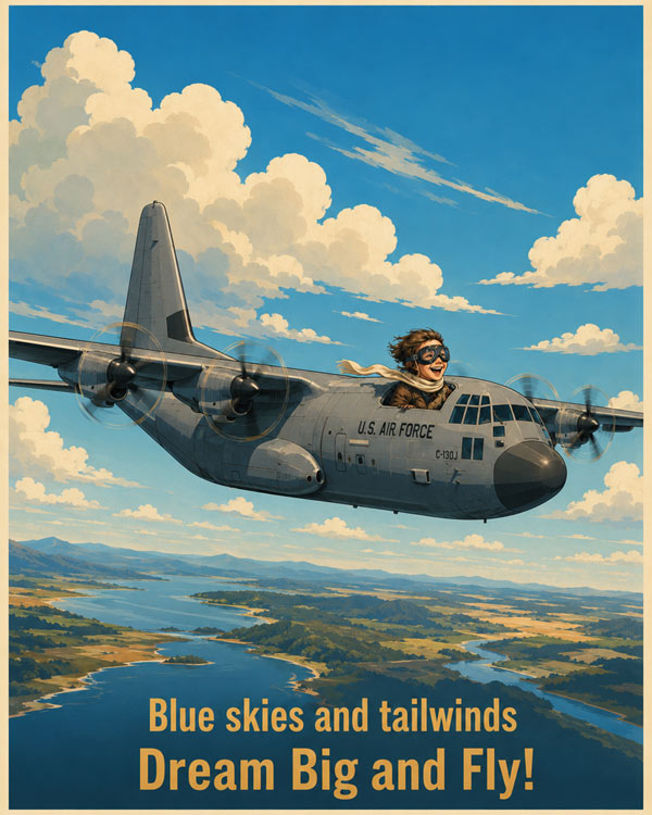 C-130J Blue Skies and Tailwinds Children's Art by Squadron Posters!