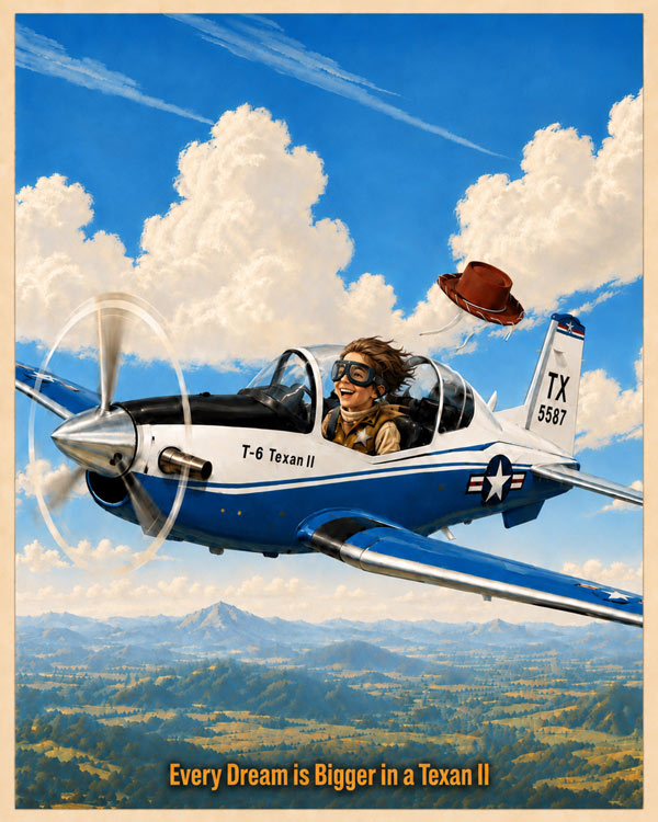 T-6 Blue Skies and Tailwinds Children's Art by Squadron Posters!