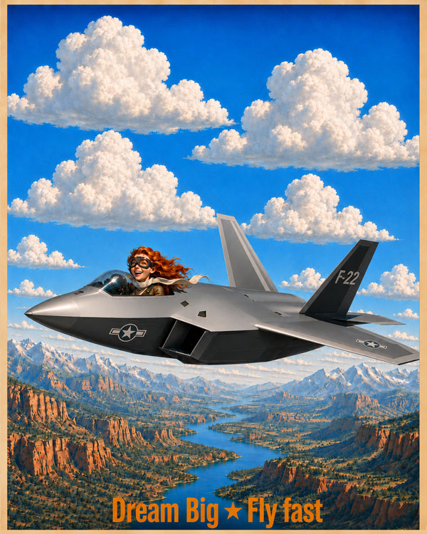 F-22 Blue Skies Children's Art by Squadron Posters!