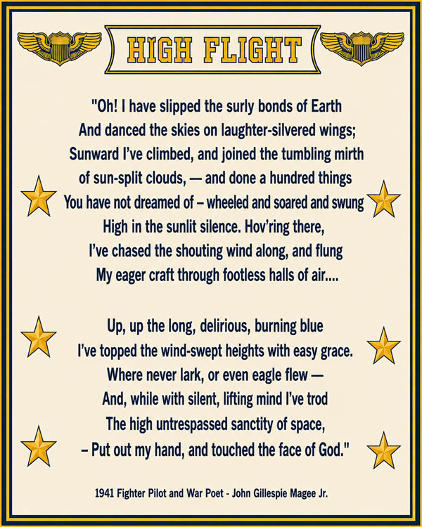 High Flight Poem White Art by Squadron Posters!
