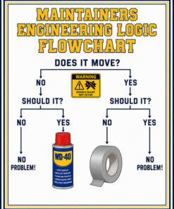 Maintainers Engineering Logic Flowchart White Art by Squadron Posters!