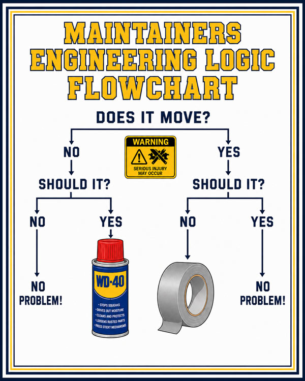 Maintainers Engineering Logic Flowchart White Art by Squadron Posters!
