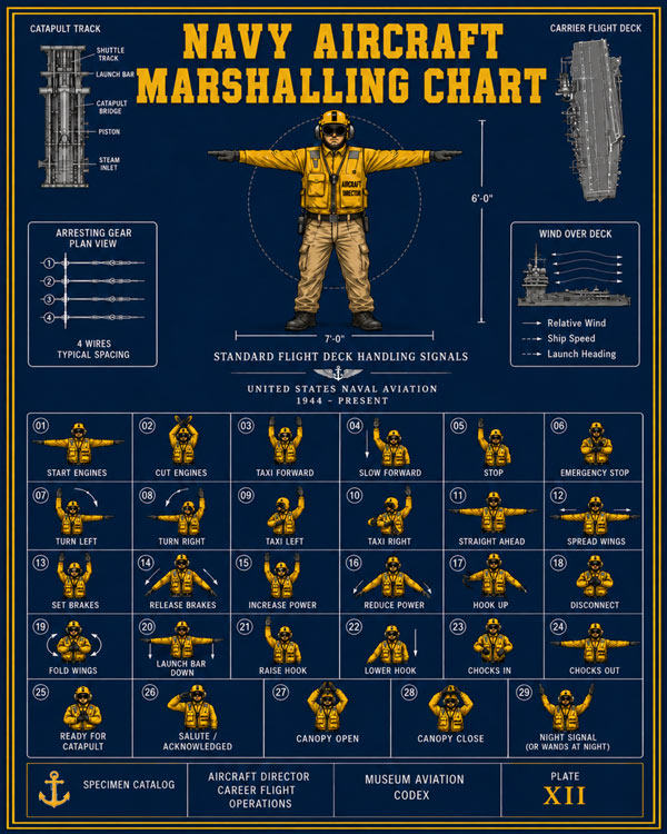 Navy Aircraft Marshalling Chart Blue Art by Squadron Posters!