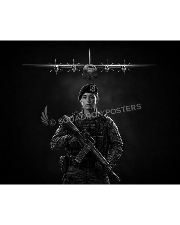 Security Forces w/ Female Soldier Jet Black Lithograph
