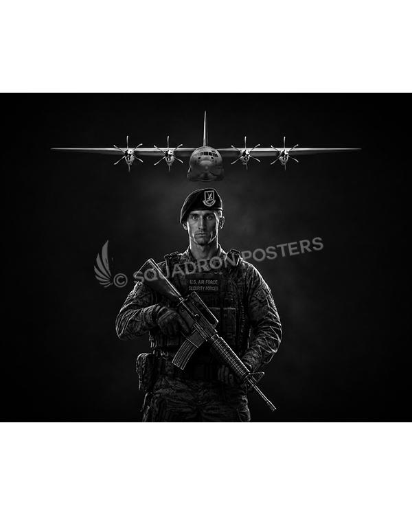 Security Forces w/ Male Soldier Jet Black Lithograph