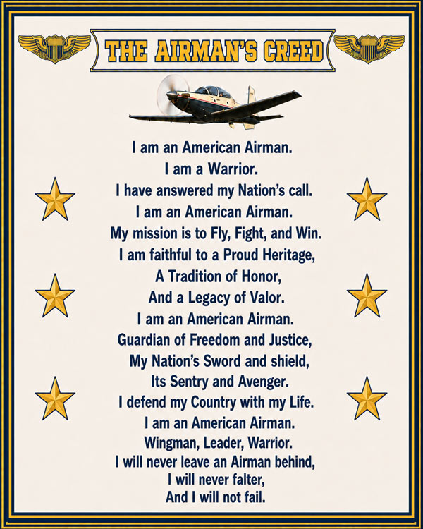 The Airman's Creed White Art by Squadron Posters!