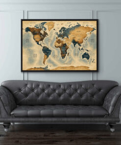 World Map Ocean Watercolor