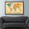 World Map Watercolor Earth Tones