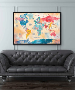 World Map Watercolor Vibrant