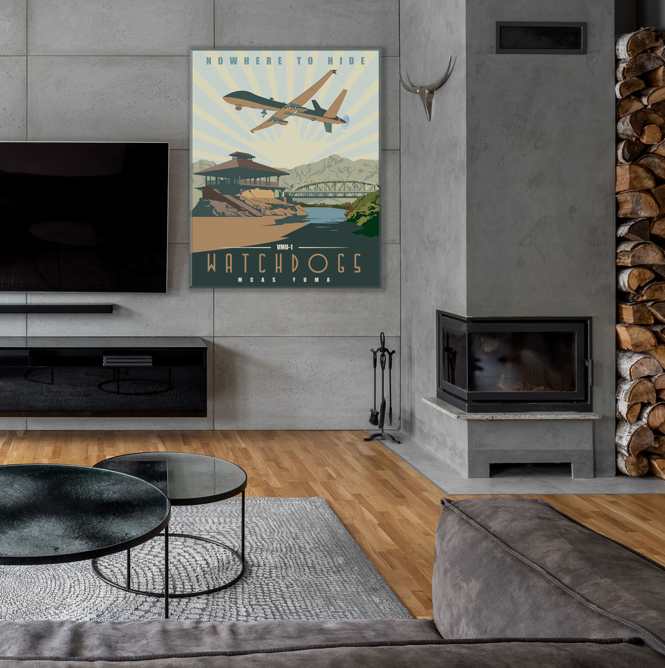 MCAS Yuma MQ-9 VMU-1 vintage style military aviation canvas travel poster art by Squadron Posters SPN354760
