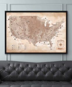 The Aviator's U.S.A. Map - push pin travel map by Squadron Posters!