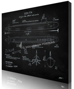 SSN 774 Virginia Class Submarine Blackboard Canvas