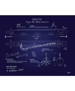 SSN-774 Virginia Class Submarine Blueprint Canvas