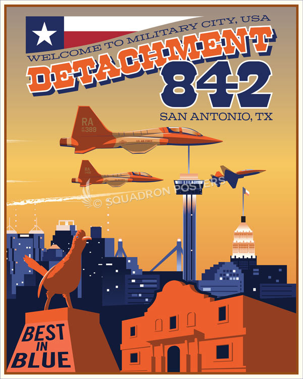 San-Antonio-Texas-T-38-Detachment-842-featured-aircraft-lithograph-vintage-airplane-poster-art