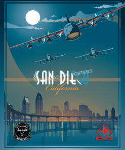San-Diego-C-130-F-18-VMGR-352-VMFA-232-featured-aircraft-lithograph-vintage-airplane-poster-art