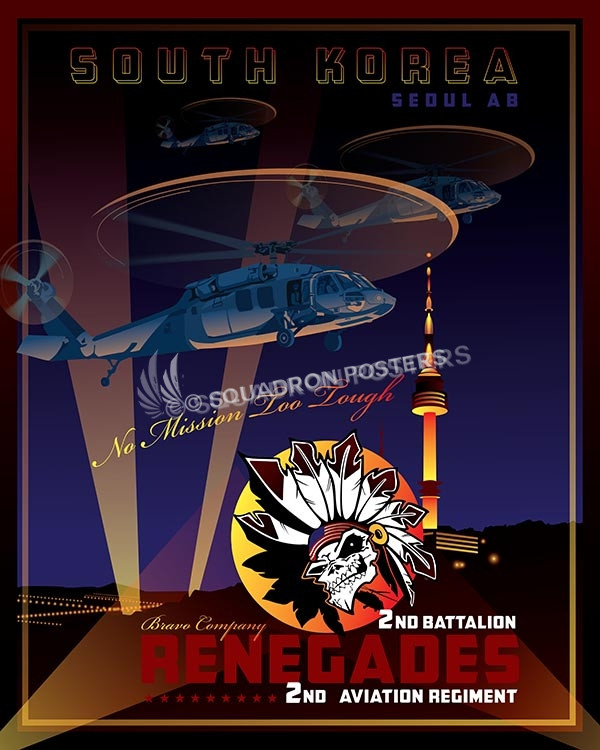 2nd Bn 2nd Av Reg B Co Renegades UH-60L art by - Squadron Posters!