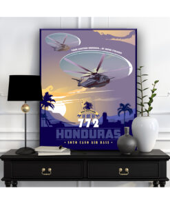 Soto Cano AB Honduras - HMH-772 - CH-53E vintage style military aviation canvas travel poster art by Squadron Posters SP01226