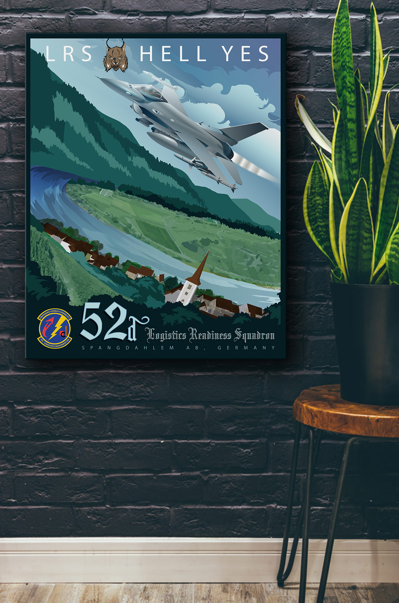 Spangdahlem AB 52d Logistics Readiness Squadron vintage style military aviation canvas travel poster art by Squadron Posters!