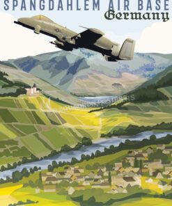 Spangdahlem AB Germany Spangdahlem_AB_Germany_SP01241-featured-aircraft-lithograph-vintage-airplane-poster-art