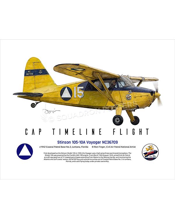 Stinson 105-10A Voyager NC36709 16x20 FINAL Ron Finger SPN02330MFEAT-jet-black-aircraft-lithograph