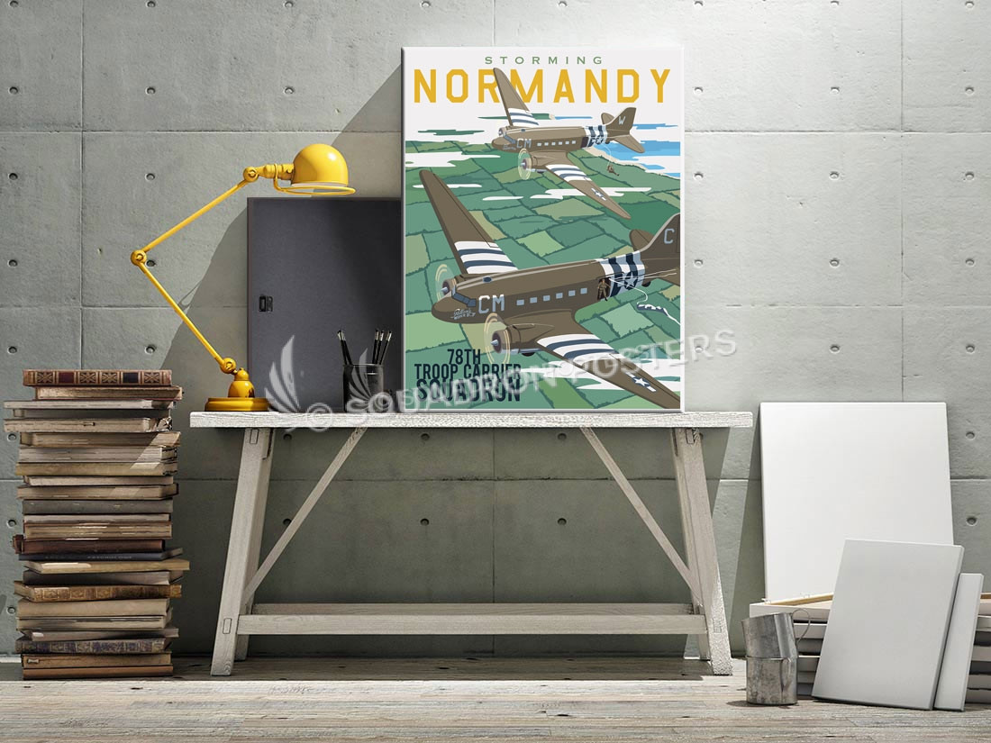 Storming Normandy C-47 SP00714 canvas-vintage-retro-print