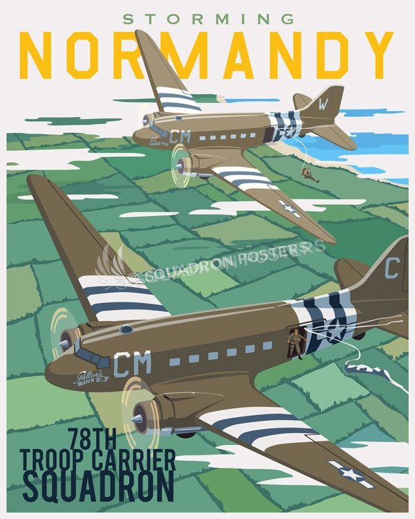 Storming Normandy C-47 SP00714 feature-vintage-style-print